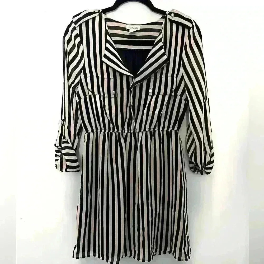 Dizzy Liszt Black & White Striped Dress